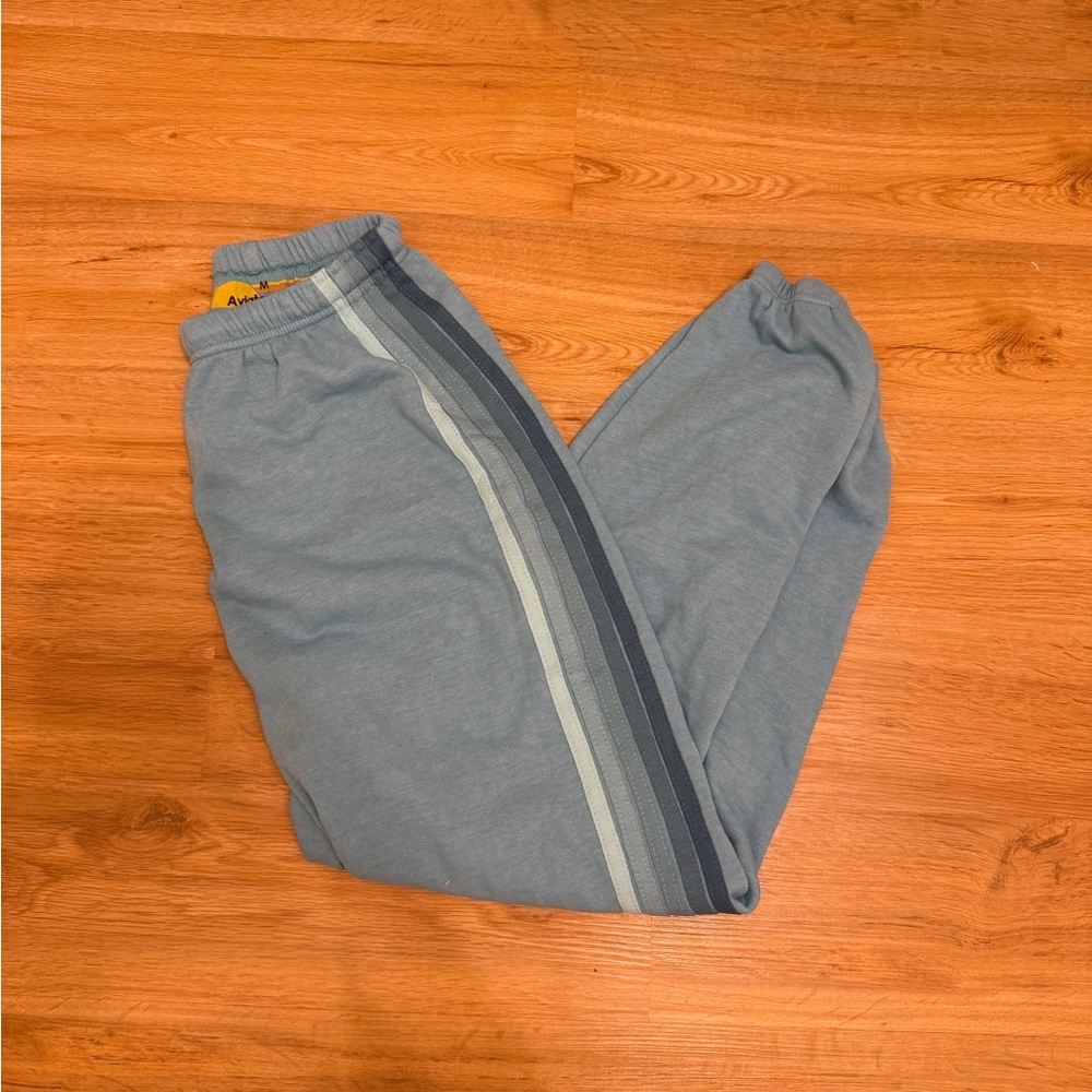 Aviator Nation Blue Track Pants with Stripes